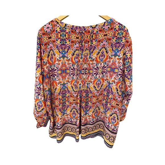 Zac & Rachel Colorful Bohemian Floral 3/4 Sleeve Blouse NWOT Size 3X - Picture 2 of 10